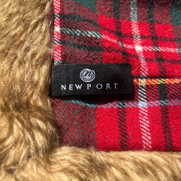 Newport Plaid Flannel Fur Trim Pillow Covers Set of 2 | 19x19 Red Cabin Holiday - Picture 5 of 16